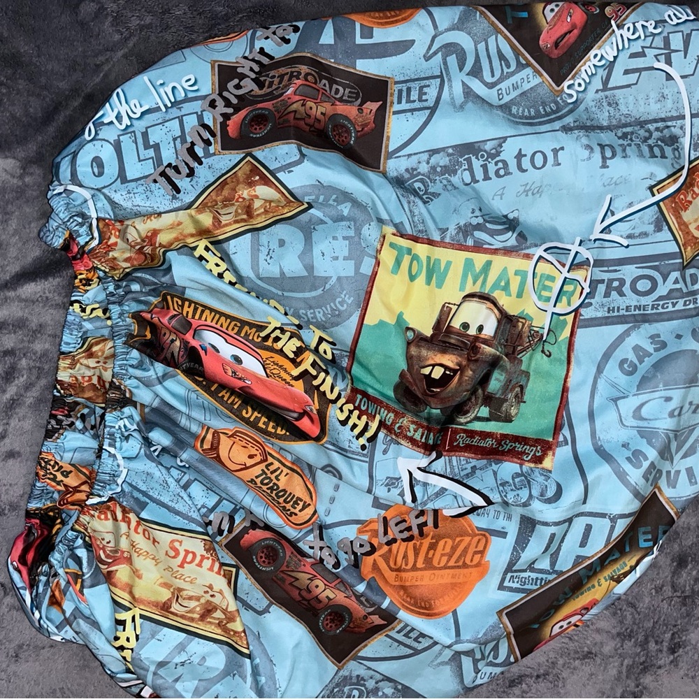 Disney Cars  2 pc Sheet Set Lightning McQueen Mater Fitted & Flat - Picture 6 of 9